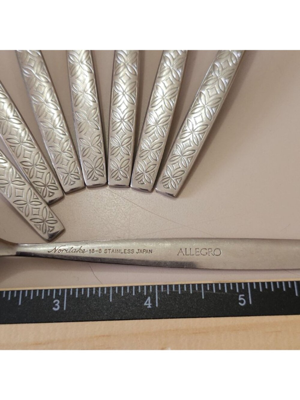 4 Noritake Allegro Teaspoon Spoons 6" silverware flatware replacement MCM vtg - Picture 4 of 8